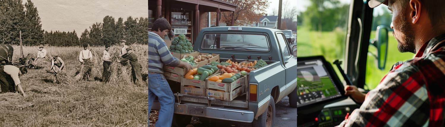 Generations of agriculture — from hand harvesters to modern precision farming